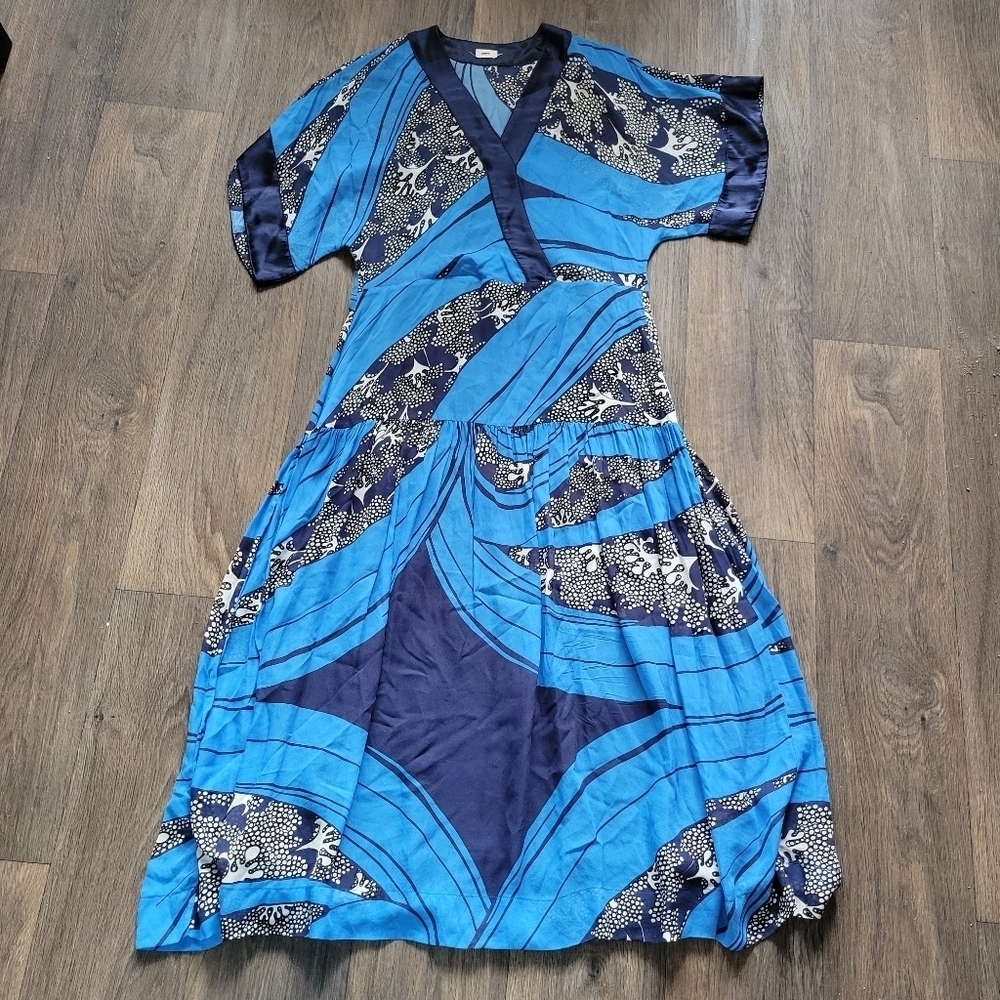 Warm NY Daize Blue Wacky Wave Midi Dress Size 1, small - Picture 3 of 5